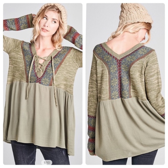 1 left❤️2 for $40❤️boho babydoll top - Picture 8 of 9